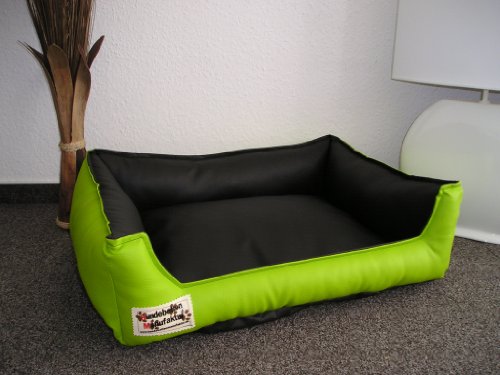 Hundebett Hundesofa Schlafplatz Kunstleder Similpelle 105 cm X 80 cm Limone schwarz von Hundebettenmanufaktur