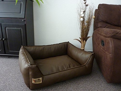 Hundebett Hundesofa Schlafplatz Kunstleder Similpelle 105 cm X 80 cm braun von Hundebettenmanufaktur