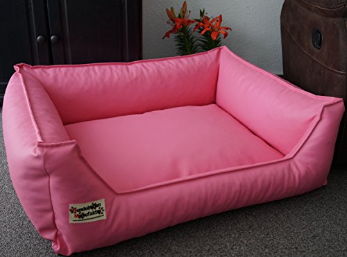 Hundebett Hundesofa Schlafplatz Kunstleder Similpelle 120 cm X 100 cm rosa von Hundebettenmanufaktur