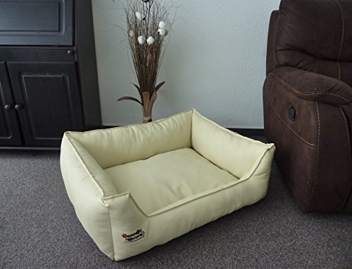 Hundebett Hundesofa Schlafplatz Kunstleder Similpelle 155 cm X 105 cm Creme von Hundebettenmanufaktur