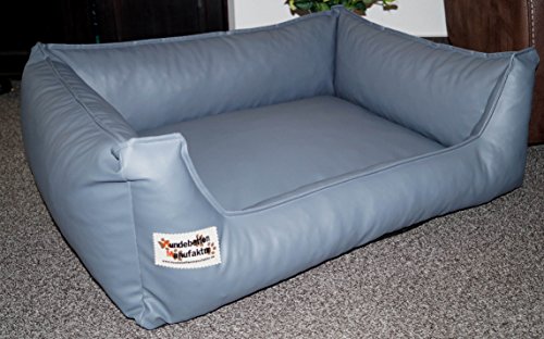 Hundebett Hundesofa Schlafplatz Kunstleder Similpelle 90 cm X 70 cm grau von Hundebettenmanufaktur