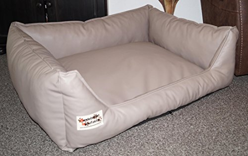 Hundebett Hundesofa Schlafplatz Kunstleder Similpelle Farbe und Größe wählbar von XS bis XXL (105 cm X 80 cm, Taupe) von Hundebettenmanufaktur