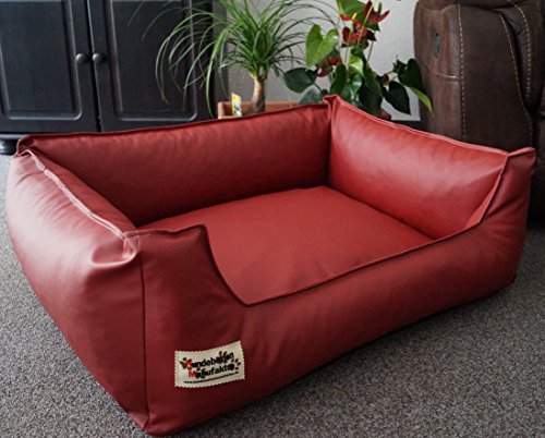 Hundebett Hundesofa Schlafplatz Kunstleder Similpelle Farbe und Größe wählbar von XS bis XXL (110 cm X 85 cm, Ziegelrot) von Hundebettenmanufaktur