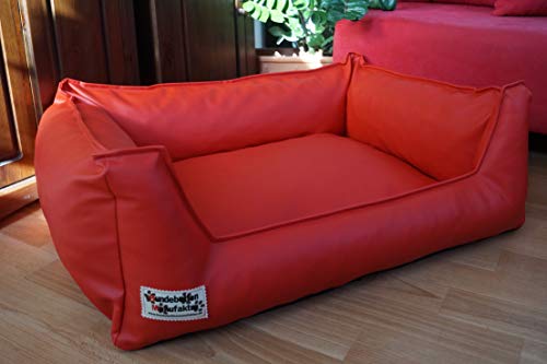 Hundebett Hundesofa Schlafplatz Kunstleder Similpelle Farbe und Größe wählbar von XS bis XXL (110 cm X 85 cm, rot) von Hundebettenmanufaktur