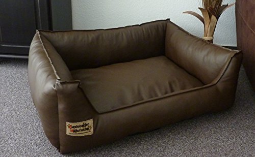 Hundebett Hundesofa Schlafplatz Kunstleder Similpelle Farbe und Größe wählbar von XS bis XXL (130 cm X 100 cm, braun) von Hundebettenmanufaktur