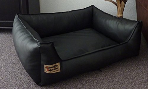 Hundebett Hundesofa Schlafplatz Kunstleder Similpelle Farbe und Größe wählbar von XS bis XXL (80 cm X 60 cm, schwarz) von Hundebettenmanufaktur