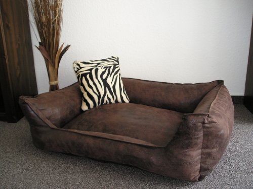 Hundebett Hundesofa Schlafplatz Velluto 105 cm X 80 cm Farbe braun von Hundebettenmanufaktur