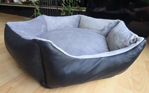 Hundebett Stella (70 cm, schwarz/grau) von Hundebettenmanufaktur