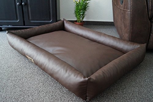 Hundebettenmanufaktur Hundebett Hundesofa Schlafplatz wendbar komplett aus Kunstleder PicoBello Farbe und Größe wählbar (100 cm X 70 cm, braun) von Hundebettenmanufaktur