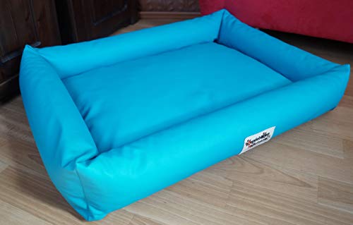 Hundebettenmanufaktur Hundebett Hundesofa Schlafplatz wendbar komplett aus Kunstleder PicoBello Farbe und Größe wählbar (110 cm X 80 cm, türkis) von Hundebettenmanufaktur