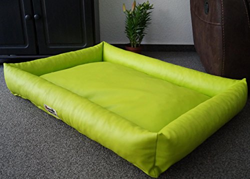 Hundebettenmanufaktur Hundebett Hundesofa Schlafplatz wendbar komplett aus Kunstleder PicoBello Farbe und Größe wählbar (80 cm X 60 cm, Limone) von Hundebettenmanufaktur