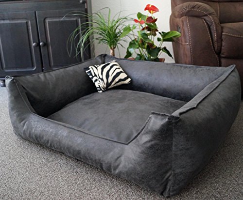 Hundebettenmanufaktur Hundebett Wildlederoptik Hundesofa Schlafplatz Velluto waschbar Farbe und Größe wählbar (105 cm X 80 cm, athrazit) von Hundebettenmanufaktur