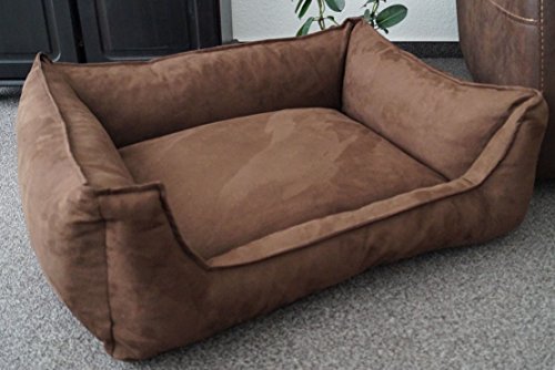 Hundebettenmanufaktur Hundebett Wildlederoptik Hundesofa Schlafplatz Velluto waschbar Farbe und Größe wählbar (130 cm X 100 cm, Alcantara braun) von Hundebettenmanufaktur