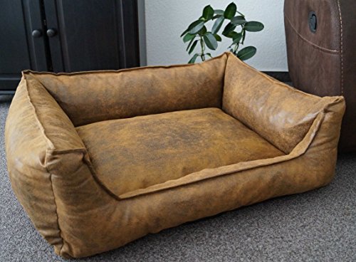 Hundebettenmanufaktur Hundebett Wildlederoptik Hundesofa Schlafplatz Velluto waschbar Farbe und Größe wählbar (155 cm X 105 cm, Amber) von Hundebettenmanufaktur