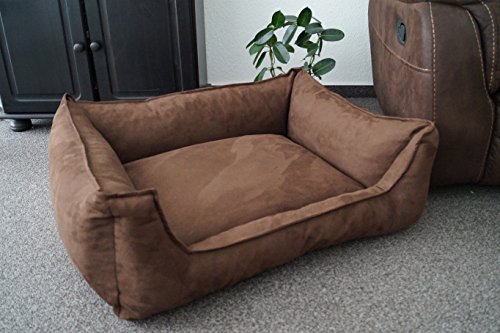 Hundebettenmanufaktur Hundebett Wildlederoptik Hundesofa Schlafplatz Velluto waschbar Farbe und Größe wählbar (50 cm X 40 cm, Alcantara braun) von Hundebettenmanufaktur