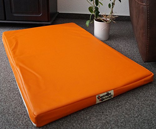 Hundebettenmanufaktur Hundematratze Hundebett Kunstleder Schaumstoff 5 cm Verschiedene Größen und Farben wählbar (100 cm X 60 cm, orange) von Hundebettenmanufaktur