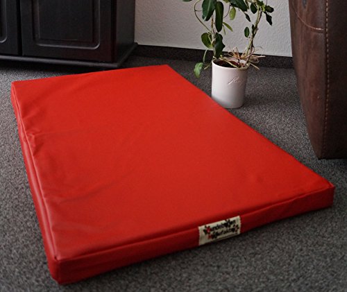 Hundebettenmanufaktur Hundematratze Hundebett Kunstleder Schaumstoff 5 cm Verschiedene Größen und Farben wählbar (100 cm X 60 cm, rot) von Hundebettenmanufaktur