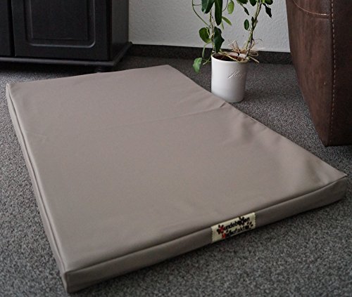 Hundebettenmanufaktur Hundematratze Hundebett Kunstleder Schaumstoff 5 cm Verschiedene Größen und Farben wählbar (120 cm X 80 cm, Taupe) von Hundebettenmanufaktur