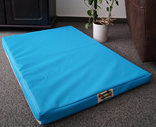 Hundebettenmanufaktur Hundematratze Hundebett Kunstleder Schaumstoff 5 cm Verschiedene Größen und Farben wählbar (120 cm X 80 cm, blau) von Hundebettenmanufaktur