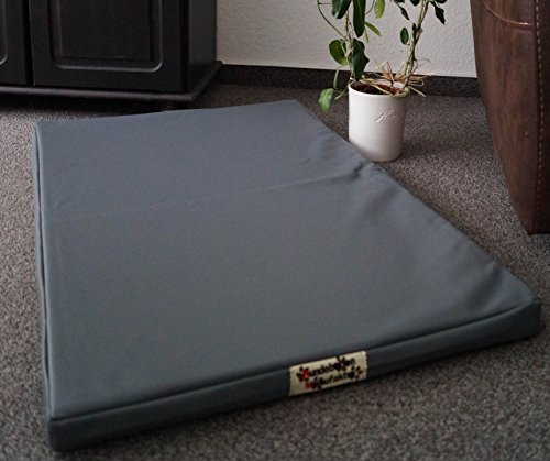 Hundebettenmanufaktur Orthopädische Hundematratze mit antiallergischer Kokosmatte Hundebett Kunstleder Größe und Farbe wählbar (120 cm X 90 cm, grau) von Hundebettenmanufaktur