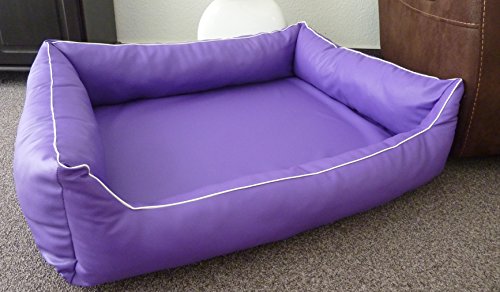 Hundebettenmanufaktur Orthopaedisches Hundesofa Hundebett Kunstleder Ortopedico 115 cm X 95 cm mit Viscoschaum Matratze (Lavendel) von Hundebettenmanufaktur