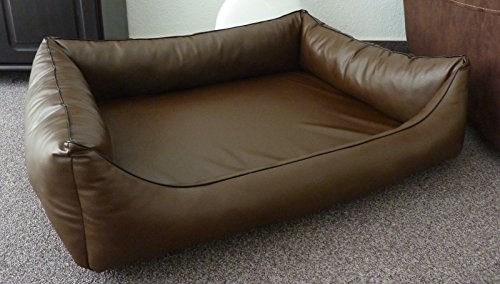 Hundebettenmanufaktur Orthopaedisches Hundesofa Hundebett Kunstleder Ortopedico 115 cm X 95 cm mit Viscoschaum Matratze (braun) von Hundebettenmanufaktur