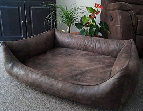 Orthopädisch Hundesofa Hundebett Schlafplatz orthopädisch Wildlederoptik Ortopedico mit Viscoschaum Matratze (115 cm X 95 cm, braun) von Hundebettenmanufaktur