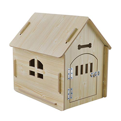 Hundehütte Im Freien Katzenhaus Kleines Hundehaus Mit Tür Tierheim Verfügbar In Allen Jahreszeiten (Color : Wood Color, Size : 51x40x52cm) von Hundehütten