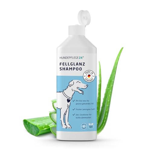 HUNDEPFLEGE24 Hundeshampoo Fellglanz & Hunde Conditioner 500ml - Für gesundes glänzendes Fell & bessere Kämmbarkeit mit Aloe Vera - Rückfettende sanfte Reinigung & Pflege für Jede Hunderasse von Hundepflege24