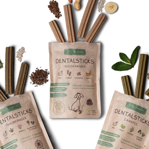 HUNDERUNDE Dental Sticks Hund Kaustangen 3er Pack - Hunde Kauartikel für Zahnpflege gegen Zahnstein - 100% natürlich, vegan, hypoallergen - 4 Sticks pro Pack (Probierpaket) von Hunderunde