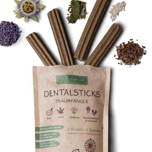 HUNDERUNDE Dental Sticks Hund Kaustangen 3er Pack - Hunde Kauartikel für Zahnpflege gegen Zahnstein - 100% natürlich, vegan, hypoallergen - 4 Sticks pro Pack (Traumfänger) von Hunderunde