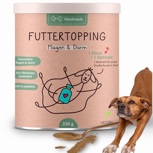 HUNDERUNDE Nahrungsergänzungsmittel Hund - Gegen Sodbrennen Hund für gesunde Darmflora und Verdauung - Futtertopping Magen & Darm 1x 250g von Hunderunde