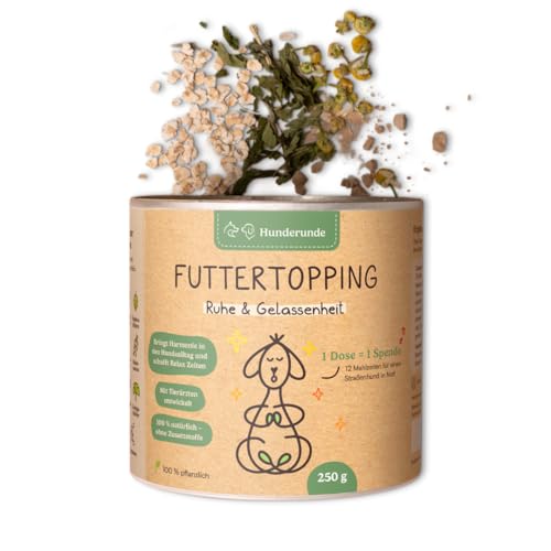 HUNDERUNDE Nahrungsergänzungsmittel Hund - Gesundheitsprodukt für Ruhe und gegen Stress - Futtertopping Ruhe und Gelassenheit 2x250g von Hunderunde