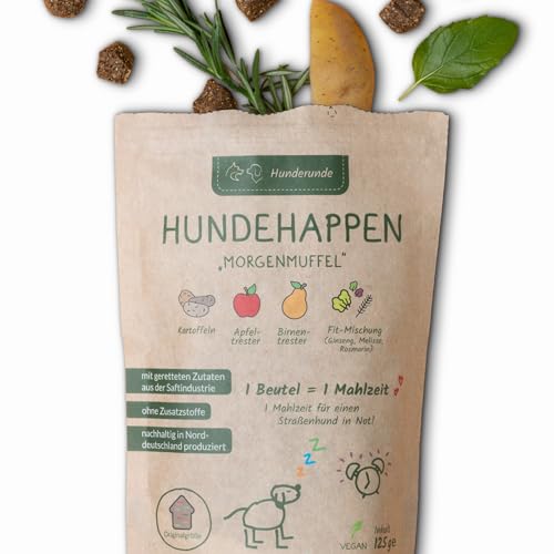 HUNDERUNDE Hundeleckerli getreidefrei - Hundesnacks 100% natürlich, vegan, hypoallergen, 6er Pack - Leckereien für große und kleine Hunde am Morgen - Morgenmuffel 6x125g von Hunderunde