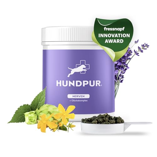 Hundpur Nerven 300 g - Pellets für Hunde Gegen Stress & Angst - Mit Johanniskraut, Lavendel & Magnesium - Stärkung der Nerven Hund - Made in Germany von Hundpur