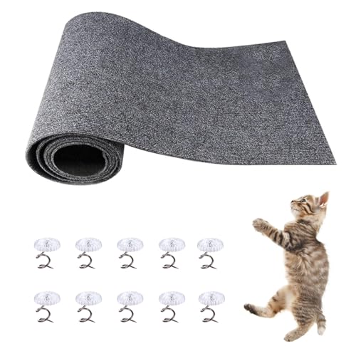 Selbstklebende Kratzmatte Katzen, Kratzbretter Katze Wand Katzenkratzbretter, DIY Zuschneidbare Katzen Kratzmatte Wand, Kratzmatte Katze Sofa,Katzen Wand 30x100cm Climbing Cat Scratcher (Dunkelgrau) von Hundredweat