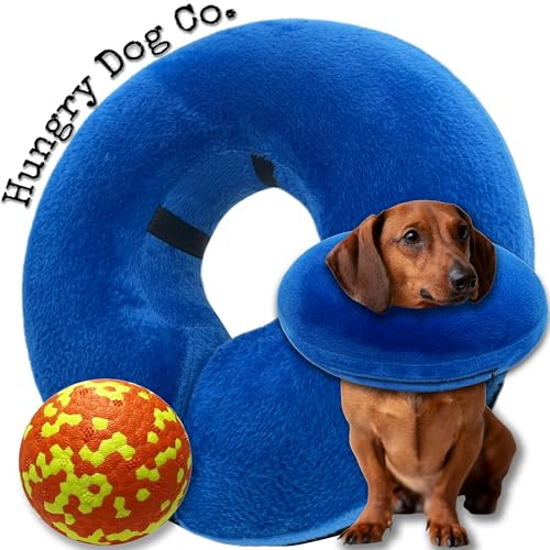 Hungry Dog Co Aufblasbares Premium-Hundehalsband und langlebiger Hundeball, hilft bei der Genesung des Haustiers, bequem und sicher für Ihr Haustier, weiches E-Halsband, Blau, Größe S (17,8 cm - 27,9 von Hungry Dog Co.