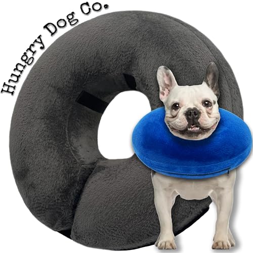 Hungry Dog Co. - Aufblasbares Premium-Hundehalsband für Hunde und Katzen – hilft bei der Genesung von Haustieren – bequem und sicher für Ihr Haustier – weiches E-Halsband – Dunkelgrau, Größe M (20,3 von Hungry Dog Co.