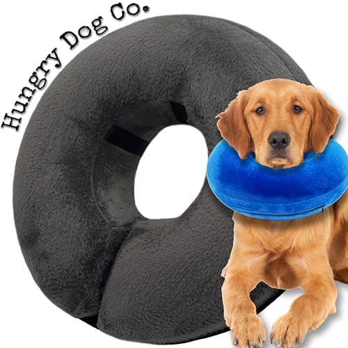 Hungry Dog Co. - Aufblasbares Premium-Hundehalsband für Hunde und Katzen – hilft bei der Genesung von Haustieren – bequem und sicher für Ihr Haustier – weiches E-Halsband – Dunkelgrau, XL (45,7 cm - von Hungry Dog Co.