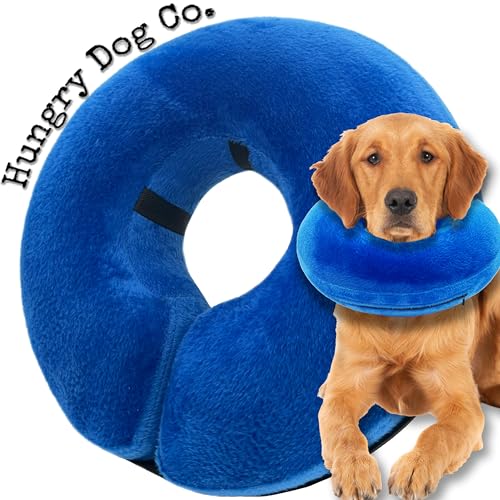 Hungry Dog Co. Aufblasbares Premium-Hundehalsband für Hunde und Katzen – hilft bei der Genesung von Haustieren – bequem und sicher für Ihr Haustier – verstellbar und weich – Blau – Größe XL (45,7–66 von Hungry Dog Co.