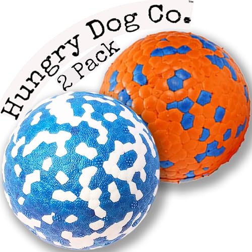 Hungry Dog Co. Super langlebige Premium-Hundebälle, haustiersicheres Hundespielzeug für Spaß und Spiel. Sehr federnd und langlebig, ideal für aggressive Kauer, stimulierende Farben und Muster, 2 von Hungry Dog Co.