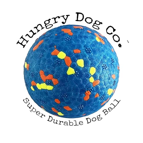 Hungry Dog Co. Super langlebige Premium-Hundebälle, haustiersicheres Hundespielzeug für Spaß und Spiel. Sehr federnd und langlebig, ideal für aggressive Kauer, stimulierende Farben und Muster, 1 von Hungry Dog Co.