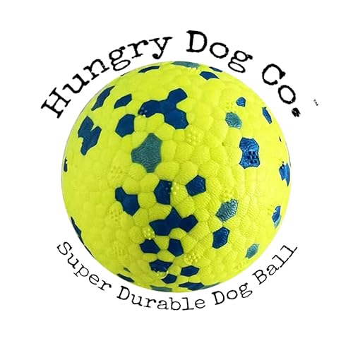 Hungry Dog Co. Super langlebige Premium-Hundebälle, haustiersicheres Hundespielzeug für Spaß und Spiel. Sehr federnd und langlebig, ideal für aggressive Kauer, stimulierende Farben und Muster, 1 von Hungry Dog Co.