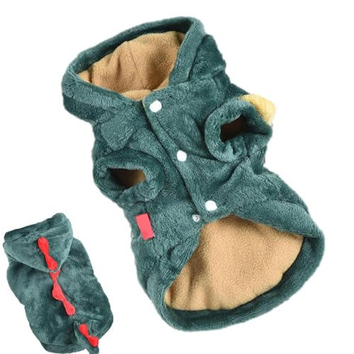 HunicandIU Hunde-Dinosaurier-Kostüm, Katzen-Dinosaurier-Kostüm - Fleece-Katzen-Hoodie-Haustierkleidung,Wiederverwendbares Urlaubsoutfit, Hunde-Weihnachtskleidung, lustige Katzenkleidung für drinnen von HunicandIU