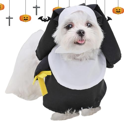 HunicandIU Katzen-Nonnenkostüm,Katzen-Halloween-Kostüme | Halloween-Hunde-Outfit | Tierbedarf, Cosplay-Kostüme, Zubehör für Halloween, Weihnachtsfeiern und Maskeraden von HunicandIU