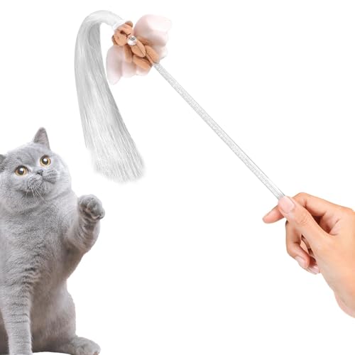 HunicandIU Katzenstab, Katzenstabspielzeug für Hauskatzen | Übungsstab für Haustiere, niedlich - PetToys Cat Wands Katzenspielzeug-Zauberstab mit Quaste zum Spielen mit Kätzchen von HunicandIU