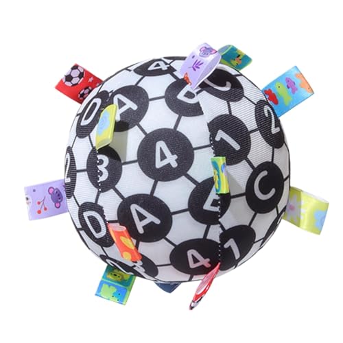 HunicandIU Weicher sensorischer Ball, sensorischer Ball aus Stoff - Plüsch-Rasselball-Spielzeug,Hochkontrastierendes Lernspielzeug mit Etiketten, Greifspielzeug für Kinder im Alter von 0–12 Monaten von HunicandIU