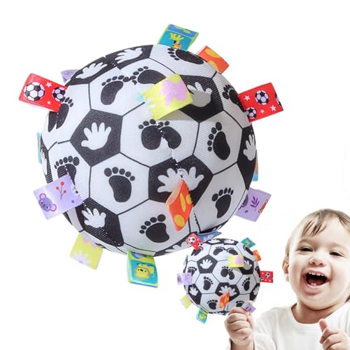 HunicandIU Weicher sensorischer Ball, sensorischer Ball aus Stoff | Sensorische Texturen Bälle mit Rassel,Hochkontrastierendes Lernspielzeug mit Etiketten, Greifspielzeug für Kinder im Alter von 0–12 von HunicandIU