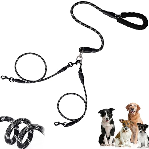 2-in-1 Hundeleine, 2 Teilige Hundeleine, Anti Zieh Haustier Hund Leine Kette, Haustier Hund Leine Kette, mit Griff, Drehbar, Hund Leine für 1/2 Hunde, Mittlere Bis Kleine Hunde, 1.5 m von Hunphy