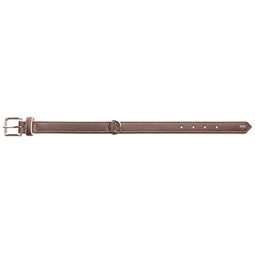 HUNTER Elchleder-Hundehalsband Canadian Elk dunkelbraun/beige, Gr. 45, Breite: ca. 28 mm, Halsweite: ca. 33 - 39 cm von Hunter